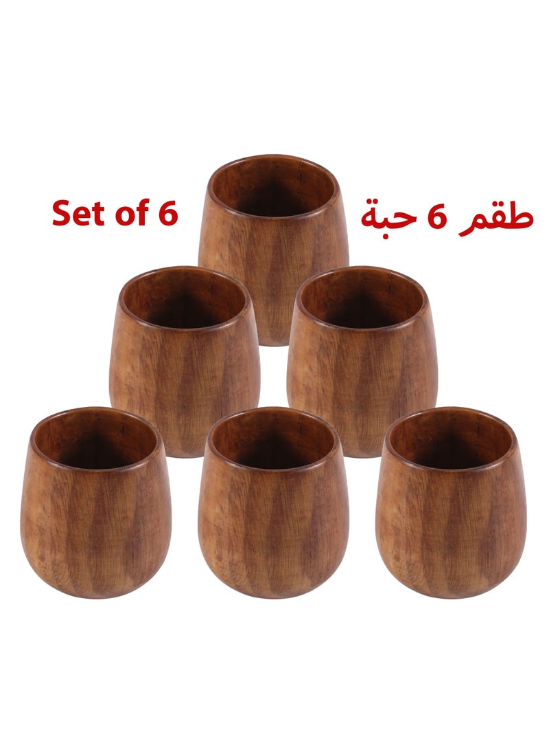 مجموعة من 6 فناجين شاي خشبية باللون البني - Image 1