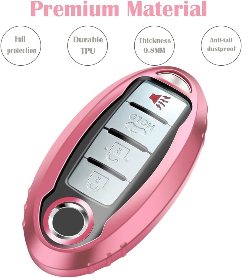 Lcyam Pink Key Fob Cover with Keychain Lanyard for Nissan Vehicles - Image 2