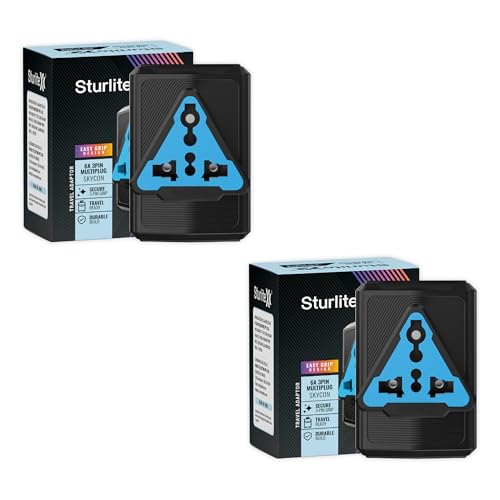 Sturlite Skycon 3 Pin Plug| 2-Pin & 3-Pin Socket| 6 Amps Universal AC Travel Adapter| Strong Polycarbonate Body Socket| Compact Converter Plug for Travel, Home & Office Use - (Black) (Pack of 2) - Image 1