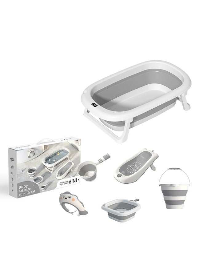 5-in-1 Foldable Baby Bathtub Set with Water Thermometer - Image 1