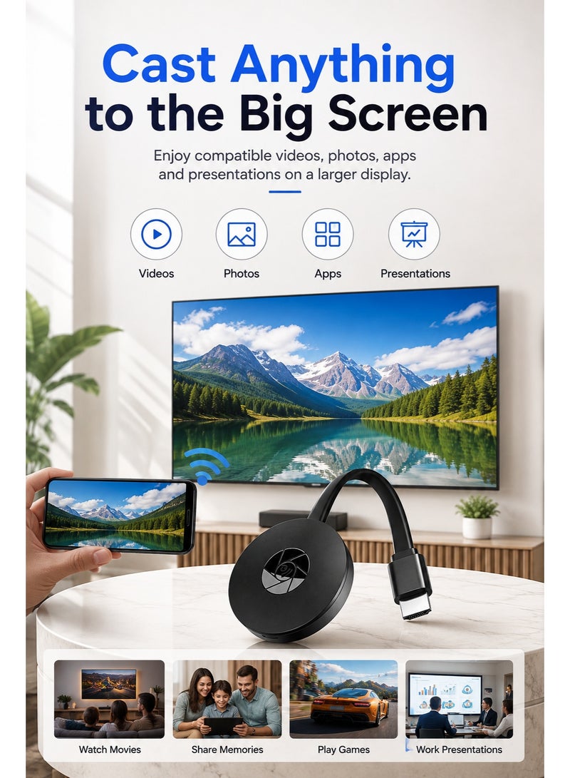 Mirascreen TV Stick Dongle Wireless HDMI Display Adapter – Screen Mirroring & Casting for TV, Monitor and Projector - Image 2