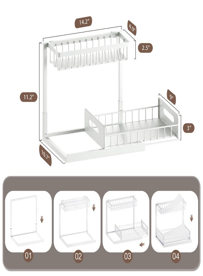 VUSIGN 2 Tier Under Sink Organizer and Storage, Slide Out Pull Out Cabinet Organizer Shelf, Storage for Kitchen Bathroom Laundry, 1Pack, White - Image 5