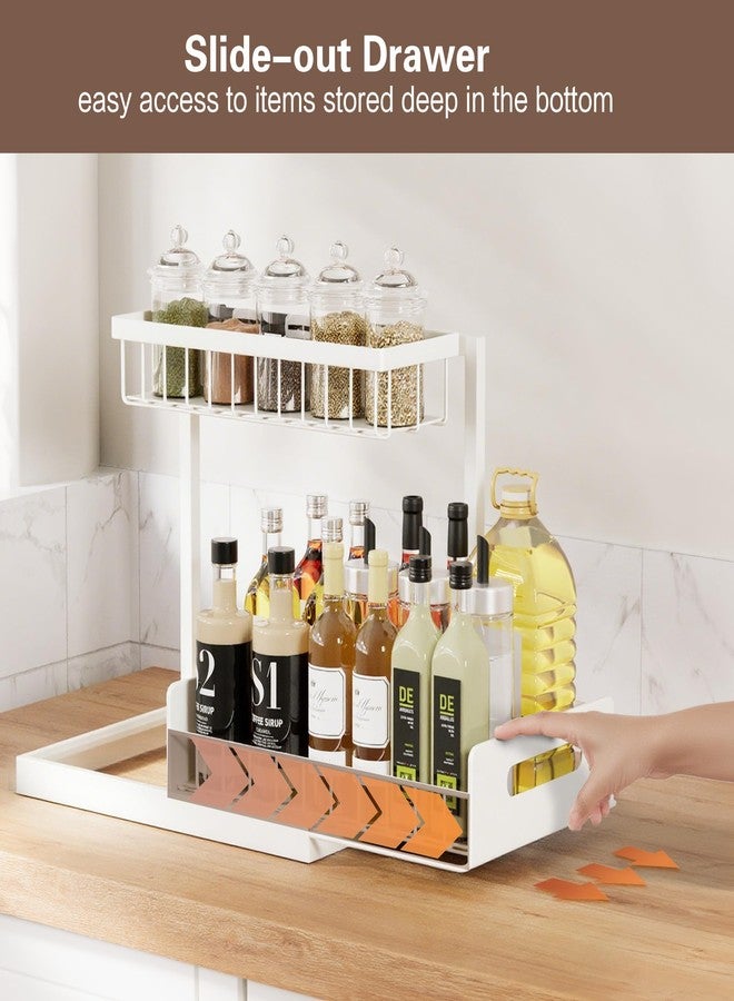 VUSIGN 2 Tier Under Sink Organizer and Storage, Slide Out Pull Out Cabinet Organizer Shelf, Storage for Kitchen Bathroom Laundry, 1Pack, White - Image 4