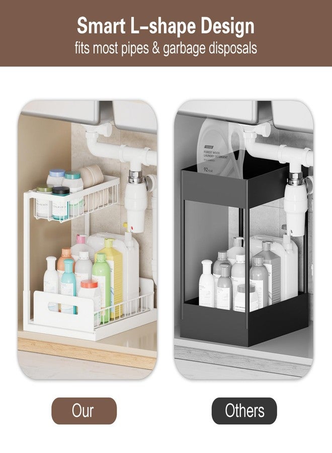 VUSIGN 2 Tier Under Sink Organizer and Storage, Slide Out Pull Out Cabinet Organizer Shelf, Storage for Kitchen Bathroom Laundry, 1Pack, White - Image 3