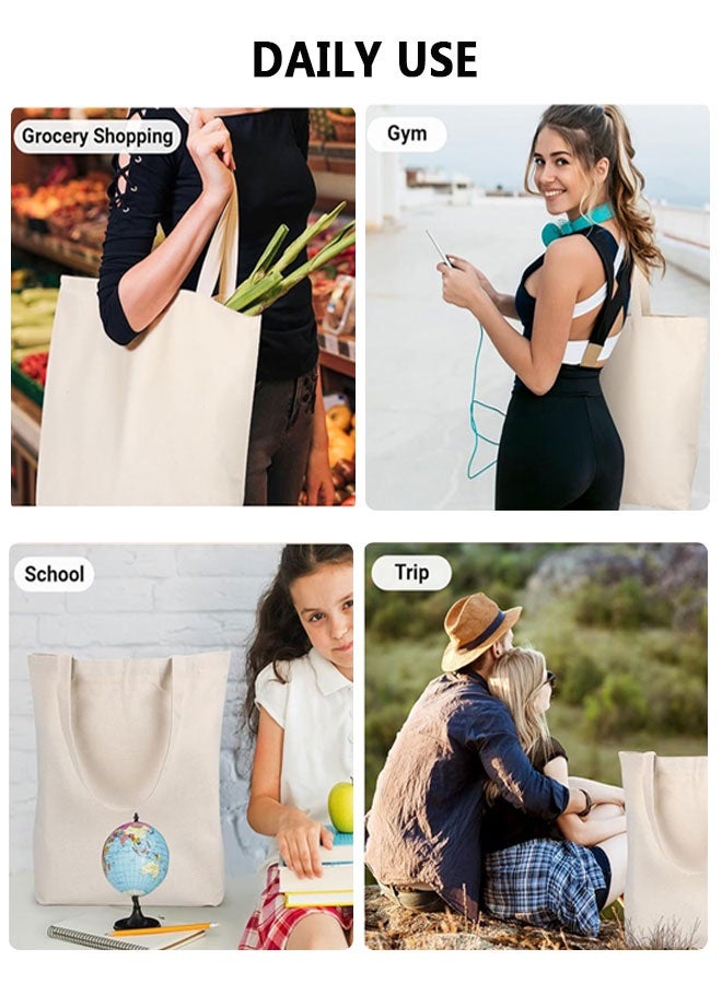 HOOTO 3 Pack Premium Canvas Reusable Tote Gift Bags Made of Natural Canvas with Handles for Work, DIY, Shopping - Image 4