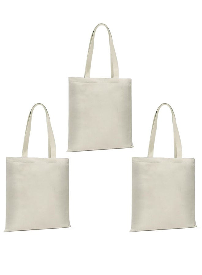 HOOTO 3 Pack Premium Canvas Reusable Tote Gift Bags Made of Natural Canvas with Handles for Work, DIY, Shopping - Image 1