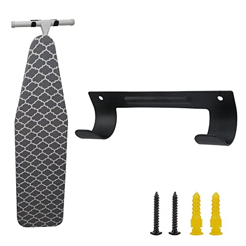 Ironing Board Hanger Wall Mount Ironing Board Holder Organizer Wall Rack for Laundry Rooms Storage Rack Hanging Shelf Hanger Black
