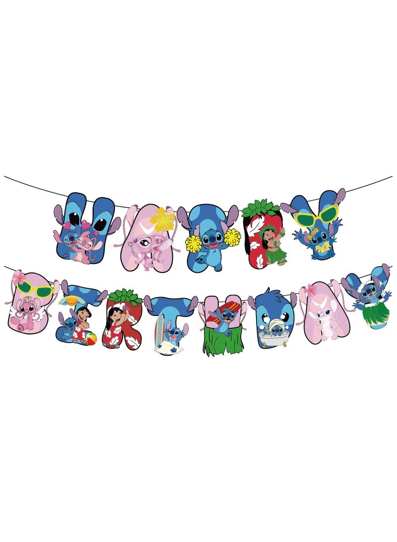Lilo&Stitch Space Adventure Balloon Set with Birthday Banner & Cake Decor, Designed for Graduations, Baby Showers, and Themed Parties, Indoor/Outdoor Safe
