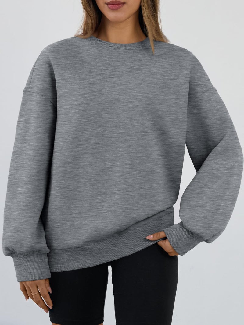 Trendy Queen Sweatshirts for Women Hoodies Oversized Crewneck Tops Sweaters Comfy Fall Winter Outfits Clothes 2026 Fashion DarkGrey L - Image 2