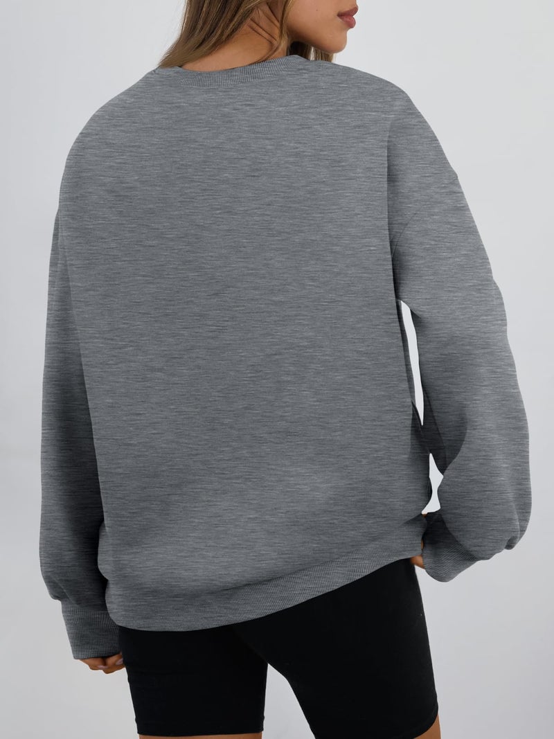Trendy Queen Sweatshirts for Women Hoodies Oversized Crewneck Tops Sweaters Comfy Fall Winter Outfits Clothes 2026 Fashion DarkGrey L - Image 5