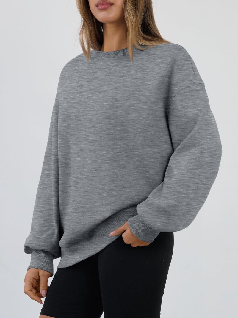 Trendy Queen Sweatshirts for Women Hoodies Oversized Crewneck Tops Sweaters Comfy Fall Winter Outfits Clothes 2026 Fashion DarkGrey L - Image 4