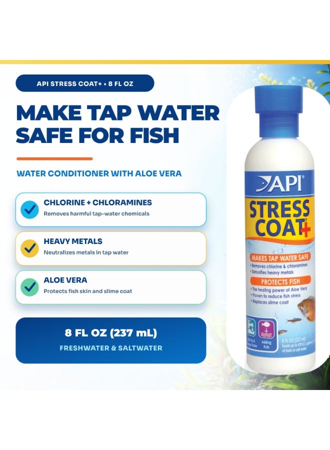 API Stress Coat (8 oz), Aquarium Water Conditioner, Fish Tank Treatment, Water Dechlorinator, for Removing Chlorine, Healing Tissue, Reducing Stress - Image 1