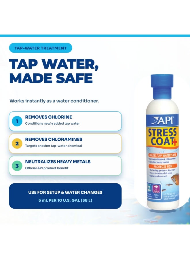 API Stress Coat (8 oz), Aquarium Water Conditioner, Fish Tank Treatment, Water Dechlorinator, for Removing Chlorine, Healing Tissue, Reducing Stress - Image 2