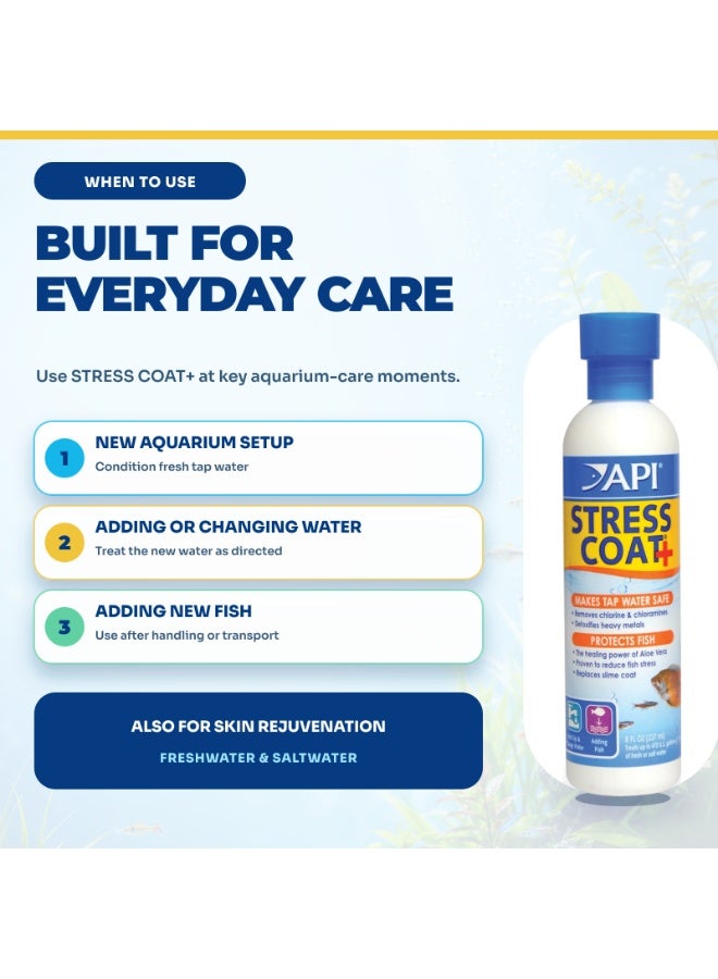 API Stress Coat (8 oz), Aquarium Water Conditioner, Fish Tank Treatment, Water Dechlorinator, for Removing Chlorine, Healing Tissue, Reducing Stress - Image 5