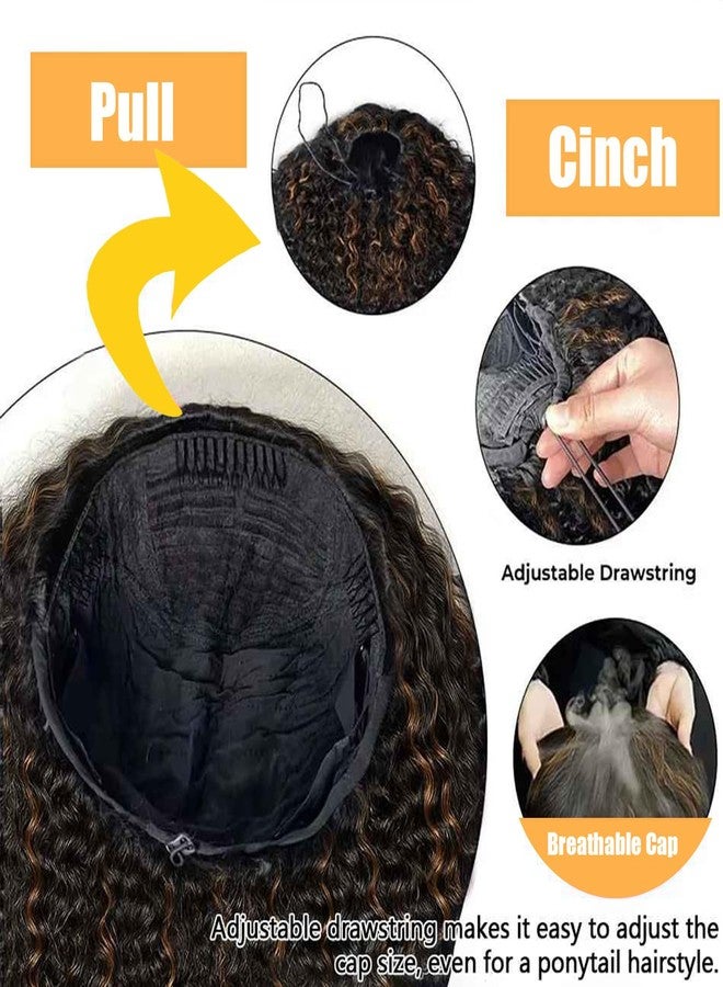 XSY Highlight Ombre 1B/30# Half Wig Human Hair Deep Wave 3 In 1 Curly Half Wigs for Black Women Wear Go Beginner Friendly 180% Density 14 Inch - Image 3