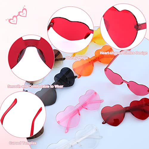 Loccmat 30 Pairs Heart Shaped Rimless Sunglasses,Candy Color Frameless Glasses,Transparent Heart Sunglasses for Women - Image 3