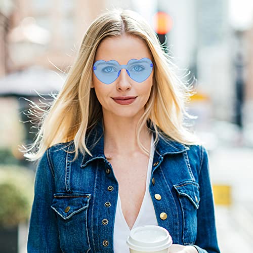 Loccmat 30 Pairs Heart Shaped Rimless Sunglasses,Candy Color Frameless Glasses,Transparent Heart Sunglasses for Women - Image 4