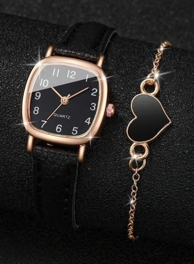 QUARTZ Women's Water Resistant Leather Analog Watch Set - Image 2