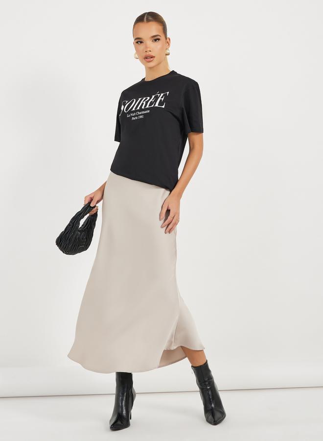 Styli Oversized Slogan Print Round Neck T-Shirt  - Image 2