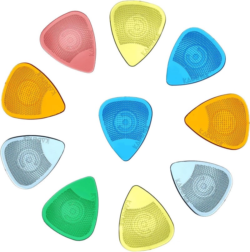 Kadence 10 Guitar Picks with Hostile Grip in 0.48, 0.58, 0.71, 0.77, 0.88 and 0.99mm sizes and Mix Colors, Anti slip, Stronger, Guitar Plectrums (Mixed Colors and Various Sizes) - Image 1