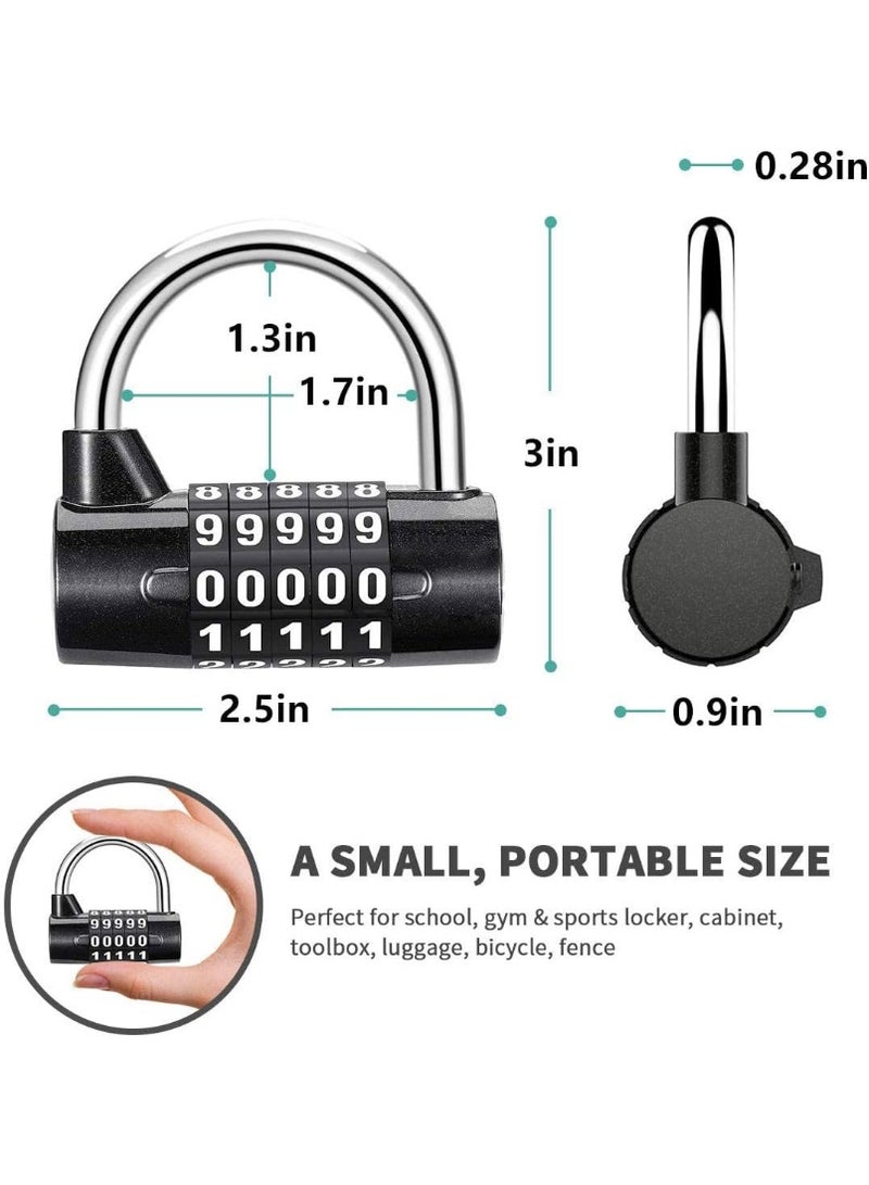 Combination Padlock, Lengthened Combination Lock, Long Shackle Gym Lock, Luggage Travel Lock, Updated Safety Lock for Gym Locker, Toolbox, Closet, Luggage, Gate(Black, 5 Digit, 7MM) - Image 2