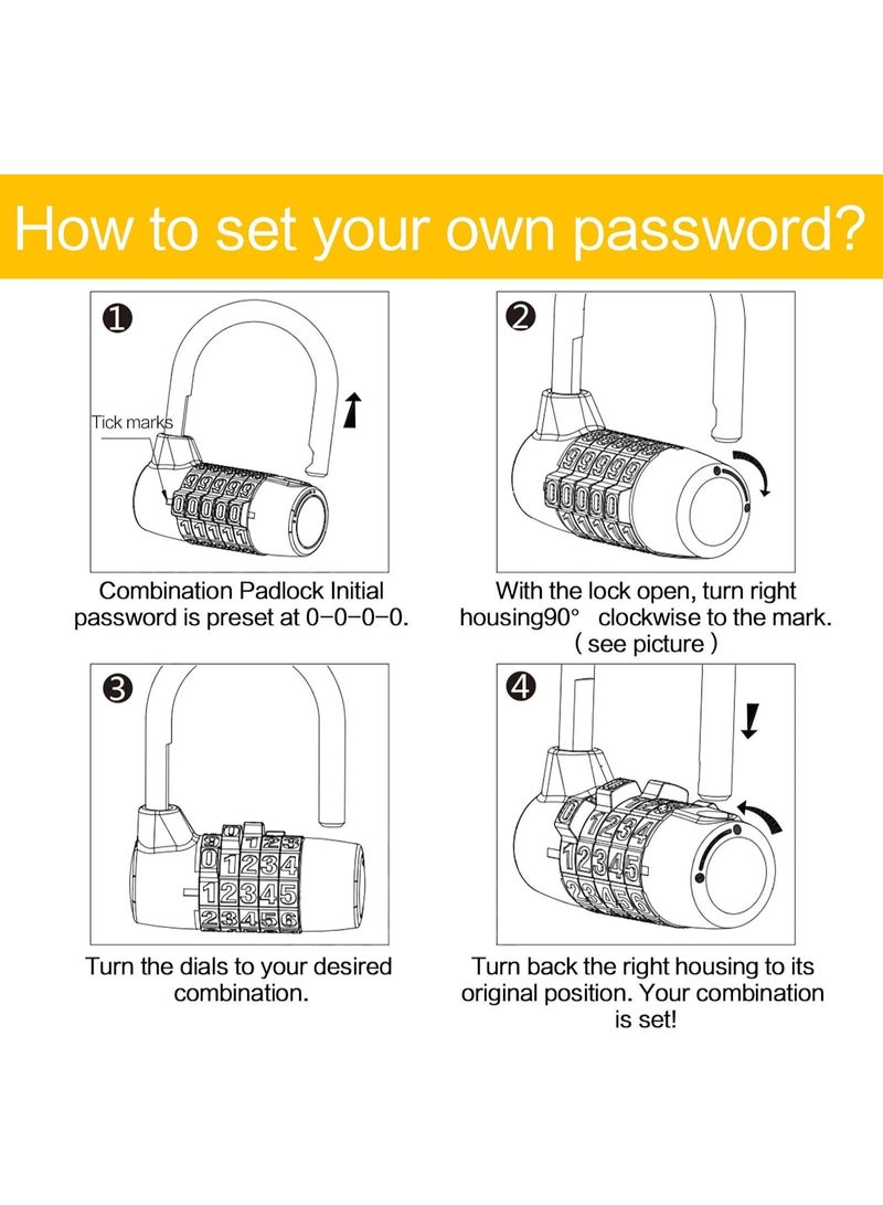 Combination Padlock, Lengthened Combination Lock, Long Shackle Gym Lock, Luggage Travel Lock, Updated Safety Lock for Gym Locker, Toolbox, Closet, Luggage, Gate(Black, 5 Digit, 7MM) - Image 3