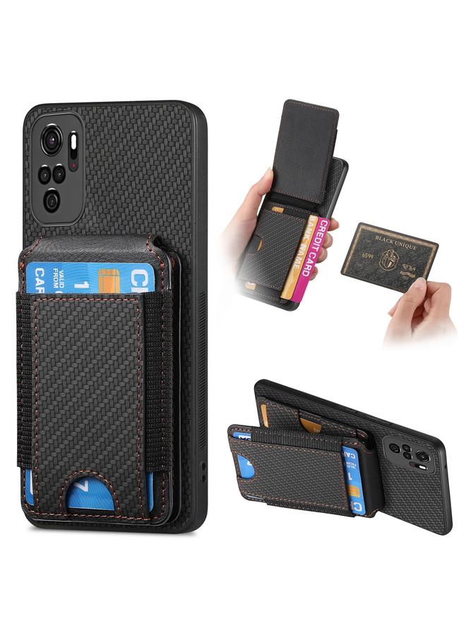 Case For Xiaomi Poco M5S 4G Carbon Fiber Vertical Flip Wallet Stand Phone Case