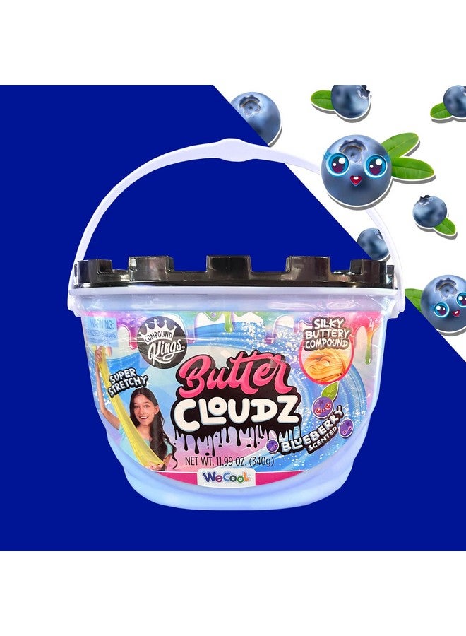 COMPOUND Kings Fluffy Butter Cloudz Compound Bucket For Girls & Boys | Sensory Toys | Non-Toxic & Non-Sticky | Stress Relieving Tactile | (Bright Blueberry) - Image 2