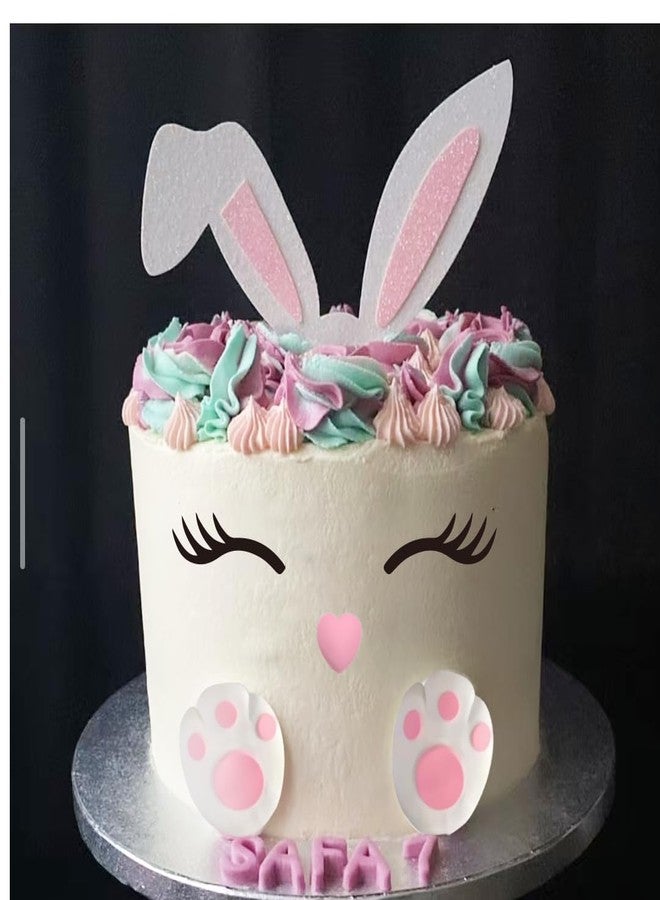 GmakCeder Bunny Cake Topper Rabbit Ears Foots Cake Topper for Bunny Birthday and Easter - Image 3