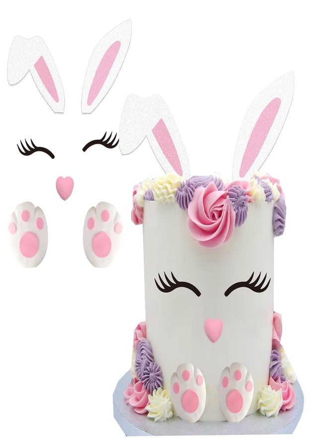 GmakCeder Bunny Cake Topper Rabbit Ears Foots Cake Topper for Bunny Birthday and Easter - Image 2
