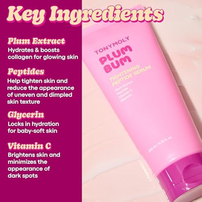 TONYMOLY Plum Bum Tightening Peptide Serum – Firming & Hydrating Body Serum with Plum Extract, Vitamin C & Glycerin, 6.76 fl oz - Image 3