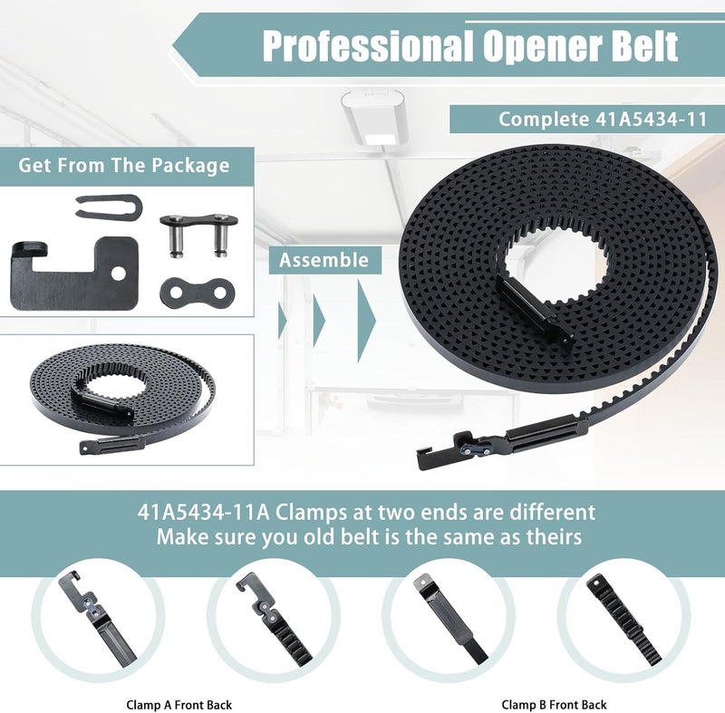 folosem 41A5434-11A Drive Belt，234'' Garage Door Openers Belt for 7ft Garage Doors Compatible with LiftMaster Chamberlain Sentex Whisper Belt Models 2280 2500 2580 3280 3500 3580 - Image 2