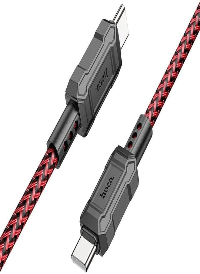 Hoco Hoco X94 - Leader, Charging And Data Transmission Cable, Type-C To Type-C (1M - 60W - 3A) Compatible With Samsung Huawei Xiaomi Oppo - Red 