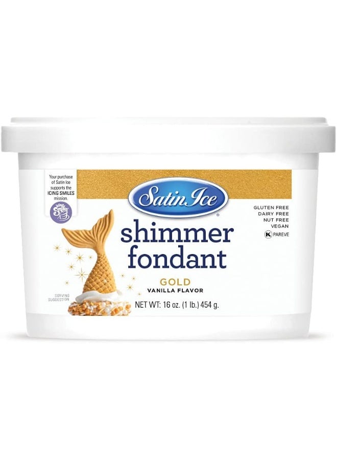 Satin Ice Gold Shimmer Fondant With Edible Glitter (1 Pound, Vanilla) For Cake Decorating - Image 1