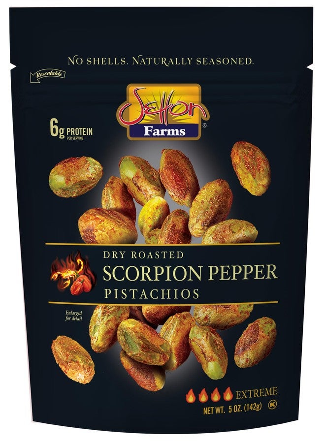 Setton Farms Pistachios, Scorpion Pepper Extreme Flavor, Naturally Seasoned, Dry Roasted No Shell, Non-GMO Project Verified, Gluten Free, Vegan, Kosher, 5 Oz - Image 1