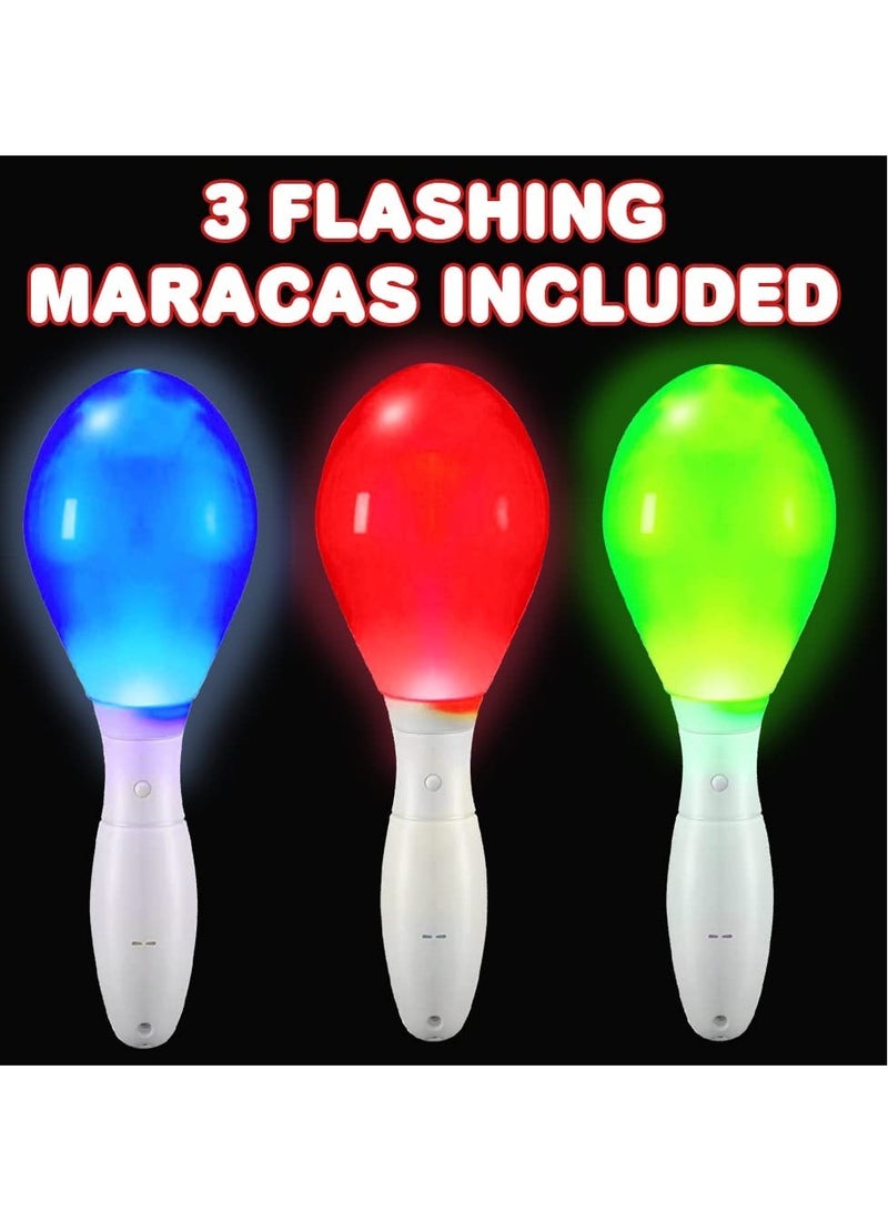 Light up Maracas Toys, Flashing LED Music Hand Shakers, Noisemaker Toys, Random Cheering Plastic Led Sand Musical Color Egg Props Kids Rattle Toy, Party Color Musical Light Hammer 3PCS - Image 4
