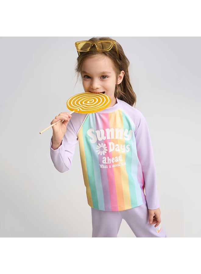 Aimer Kids Vacation Swimsuit Set For Girls, Sun Protection 50+, Chlorine-resistant, Long-sleeve Two-piece Style 150cm - Image 3