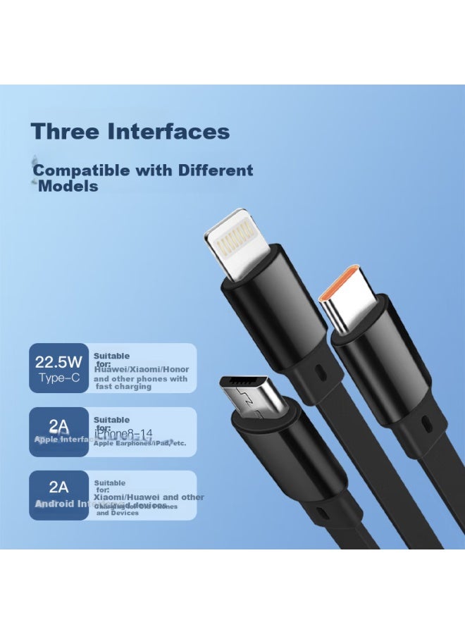 Newmine In-1 Retractable Charging Cable, 22.5w Fast Charging Data Cable For Apple, Type-c, And Android Phones, Car Charger, Red - Image 3