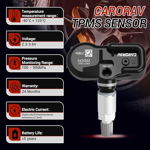 CARORAV TPMS Sensor for Toyota, Tire Pressure Monitoring System Sensor fit for Toyota RAV4 Highlander Camry Corolla - Lexus ES GS LS LX Replaces 42607-33021 PMV-107J 4-Pack - Image 5