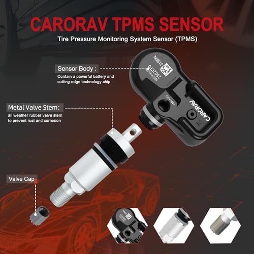 CARORAV TPMS Sensor for Toyota, Tire Pressure Monitoring System Sensor fit for Toyota RAV4 Highlander Camry Corolla - Lexus ES GS LS LX Replaces 42607-33021 PMV-107J 4-Pack - Image 4