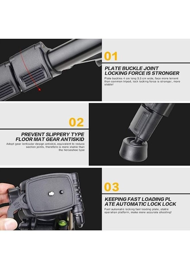 Jmary KP-2234 Professional Aluminium Tripod for All DSLR Cameras (Black) - Image 2