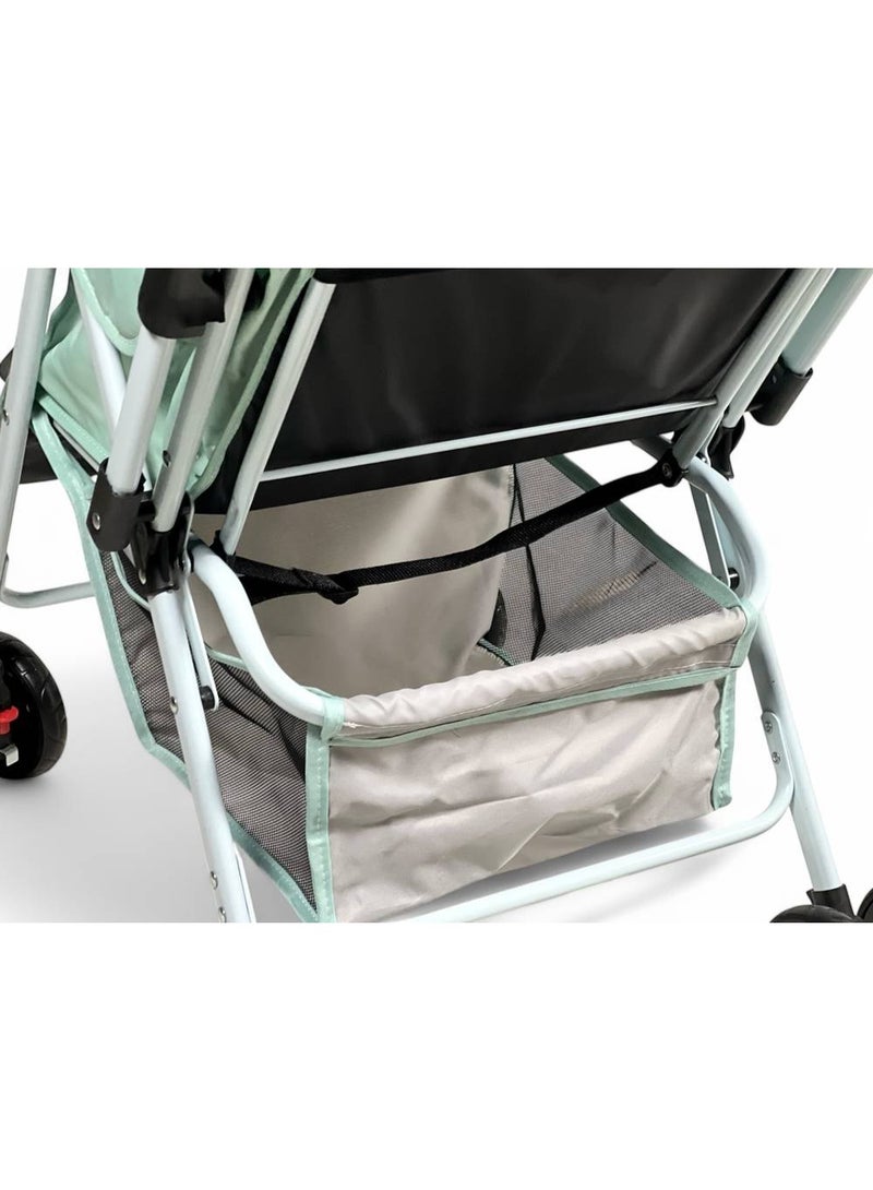 البدر عربة أطفال البدر بمقبض قابل للتعديل، عربة فاخرة للرضع للسفر مع مقعد قابل للعكس، تصميم خفيف قابل للطي، إمالة متعددة الوضعيات، عجلات مزدوجة آمنة مع فرامل، سلة تخزين كبيرة، مظلة شمسية، عربة أنيقة ومريحة بألوان متعددة - Image 5