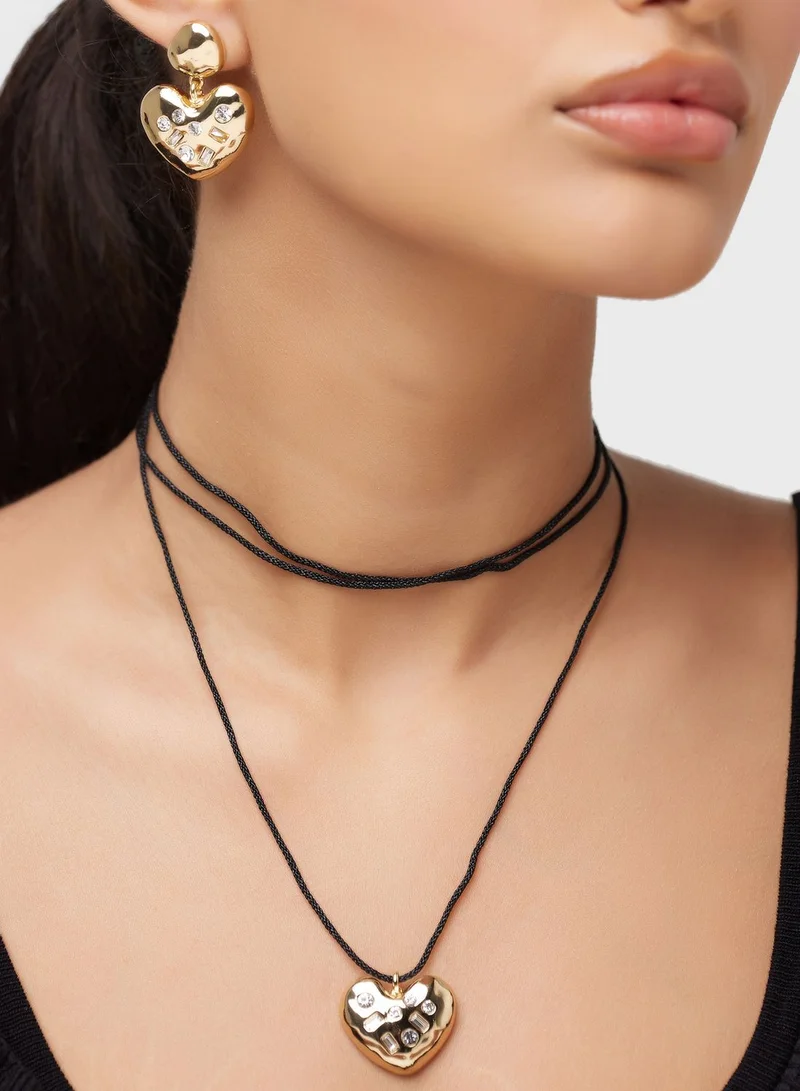 Ginger Heart Pendant Necklace And Earrings Set