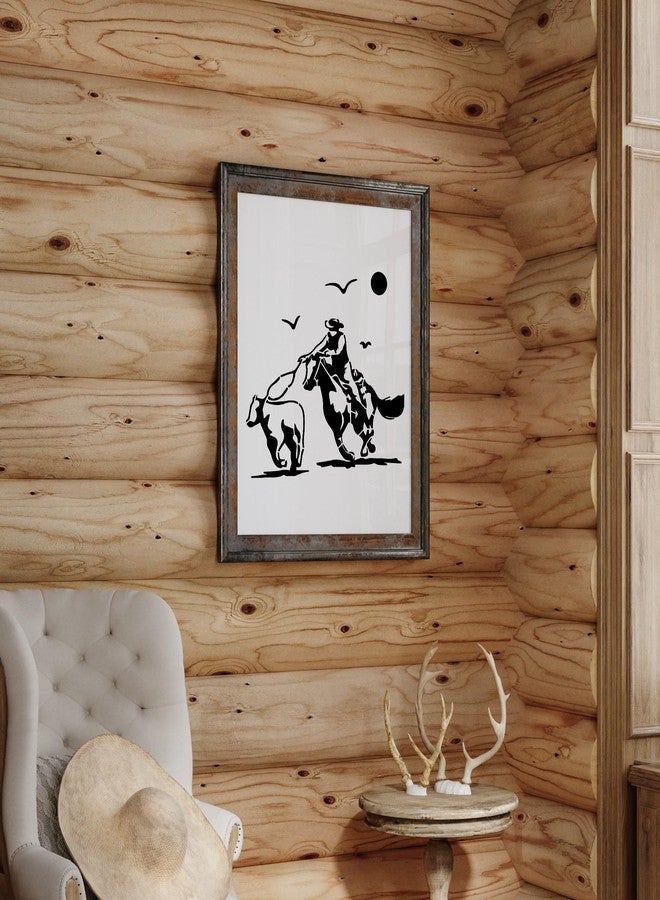 Keluna Western Cowboy Painting Stencils - 20 Pcs Reusable Stencils for Painting on Wood, Cowgirl Stencils Painting Template, Western Landscape Scene Stencils for Wood Burning, Cactus Painting Stencils - Image 4