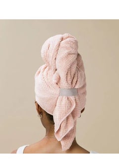 Laseta Long Hair Absorbent Wrap Towel，Larger Adult Hair Dry Towel,Dry Hair cap ,Super Water-Absorbent Hair Towel Wrap With Elastic Band Firm In Place And Durable Pink  - Image 1