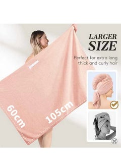 Laseta Long Hair Absorbent Wrap Towel，Larger Adult Hair Dry Towel,Dry Hair cap ,Super Water-Absorbent Hair Towel Wrap With Elastic Band Firm In Place And Durable Pink  - Image 2
