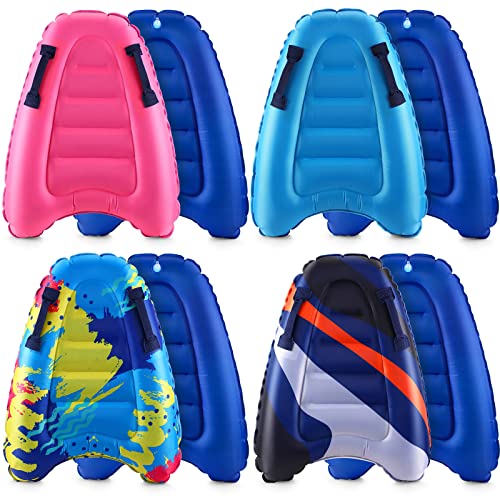 Vinsot 4 Pieces Inflatable Surf Body Boards with Handles Beach Floating Surfboard Lightweight Portable Bodyboard Water Sport Pool Inflatable Surfboard for Adult Summer Beach Surfing Swimming 4 Styles - Image 1