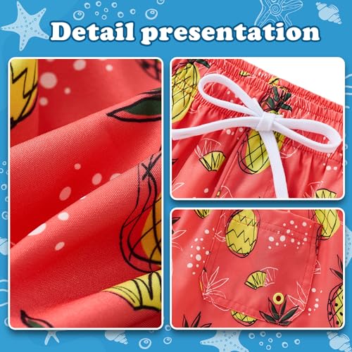 UMELOK Boys Swim Trunks Swimsuit Compression Liner Stretch Swim Shorts Boxer Brief 2 in 1 Quick Dry Swimming Trunks Beach Shorts Orange Pineapple 10/12 - Image 4
