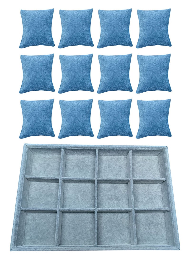 ORTUK Velvet Jewellery Box with 12 Grid Pillows, Watch Jewelry Organizer Tray, Bracelet Display Showcase, Fashion Women Accessories Storage Box, Jewelry Storage Tray, Jewelry Package Bracelet Ring Box - Image 4