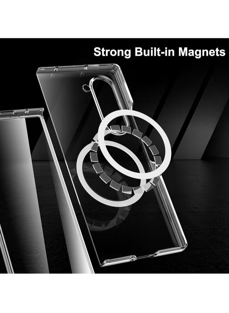 أوميكسبرو جراب شفاف لهاتف Samsung Galaxy Z Fold 6، متوافق مع MagSafe، جراب مغناطيسي شفاف مقاوم للصدمات ومقاوم للاصفرار لهاتف Galaxy Z Fold 6 5G - Image 4